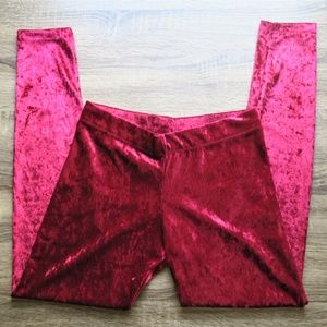 Burgundy Velvet Leggings (M)